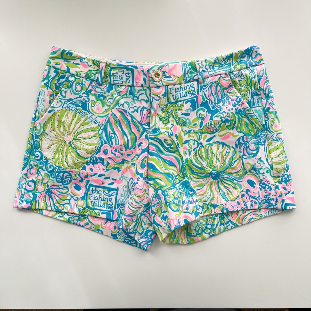 Lilly Pulitzer Ocean Reef 5" Callahan Shorts Womens 4 Pink Green Blue